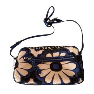 Coach Floral Crossbody Bag - Navy and Beige